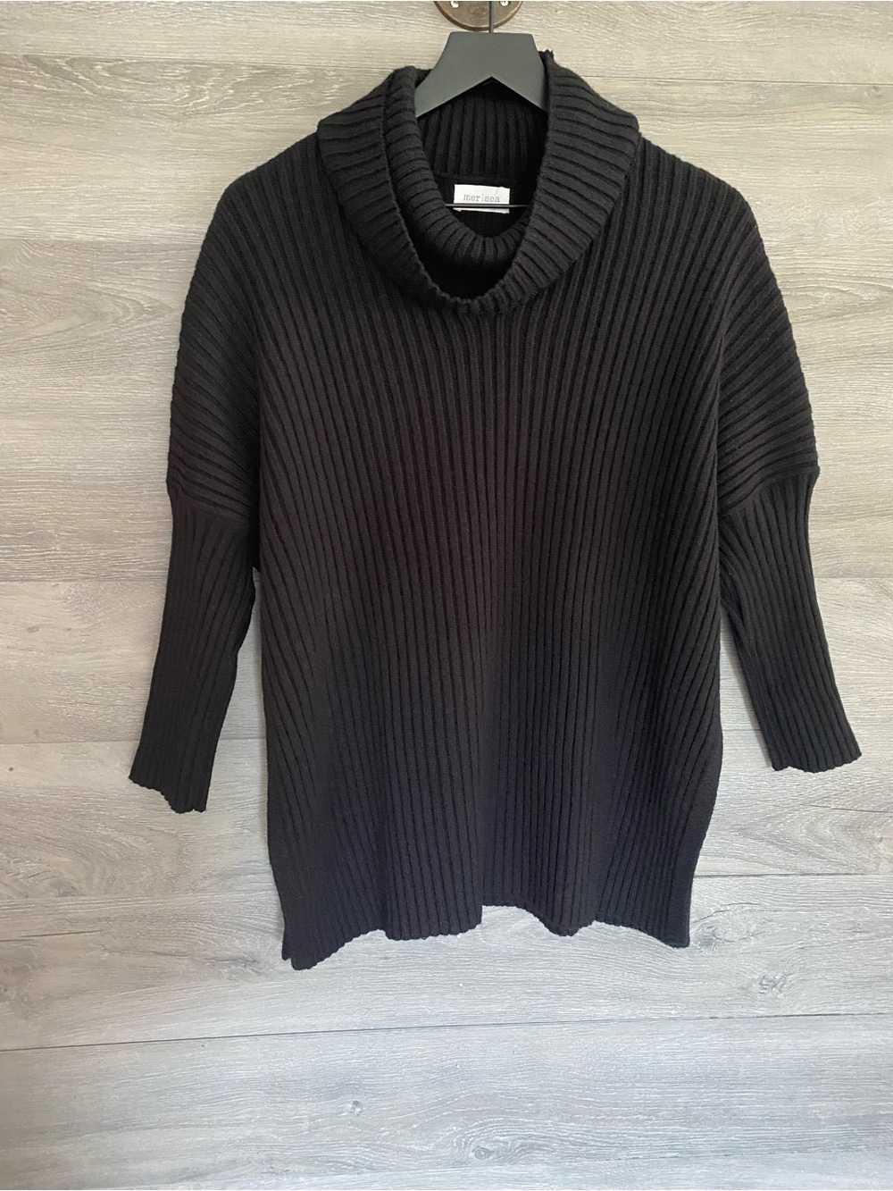 Mersea New Yorker Ribbed Cowl Sweater Black